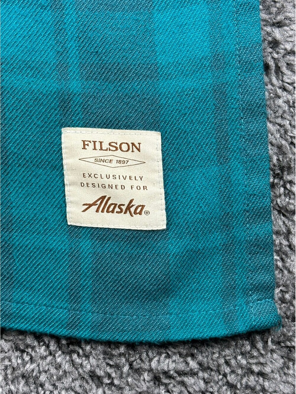 Filson Exclusively Designed for Alaska Airlines Plaid Travel Blanket Teal